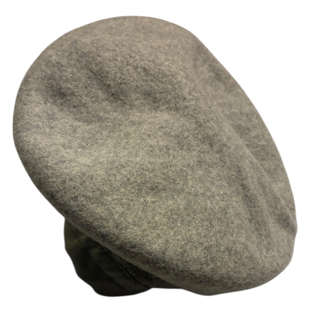 Gray 100% Wool Beret Satin Lining Adjustable Hat Size With Satin Tie To Tighten